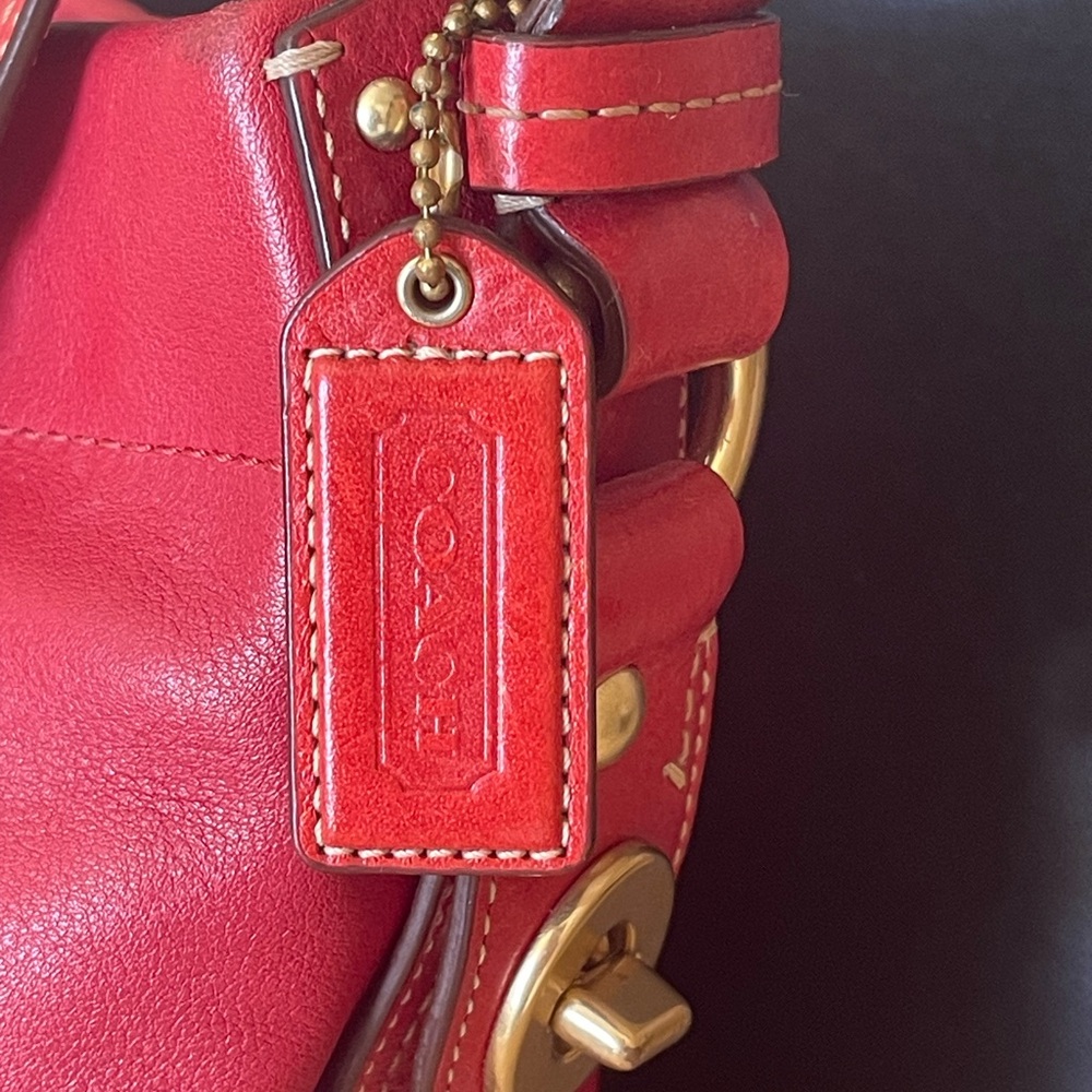 Coach Carly Hobo Leather Bag with Gold-Tone Hardware ❤️‍🔥color transfer in pic - Picture 6 of 9